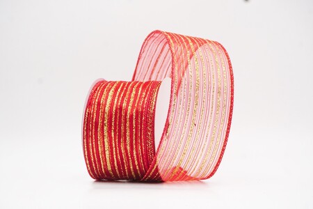 Red/Gold Metallic Sheer Fine Pinstripe Ribbon_KW0456GC-7G-7
